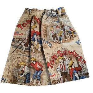 Curtains Tom Sawyer & Huckleberry Fin Mark Twain Vintage Novelty Print 3 Pieces